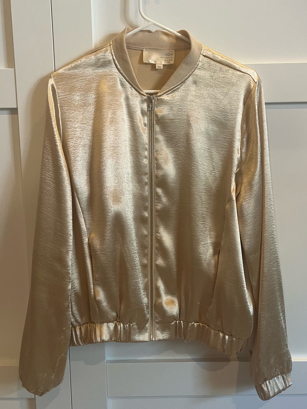 J.O.A. Los Angeles Gold Satin Bomber Jacket – Size L